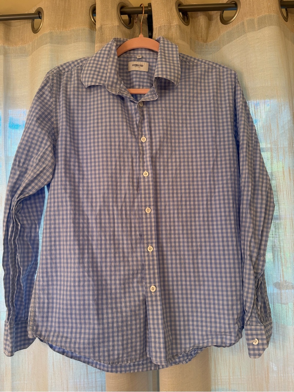 Blue Gingham Button-Down Shirt - Men's Casual